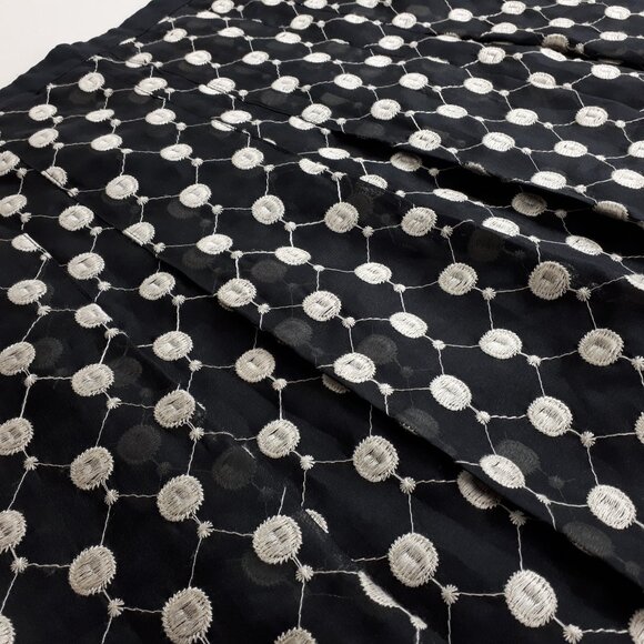 Ann Taylor Black Embroidered Dots Silk Skirt - Picture 4 of 13